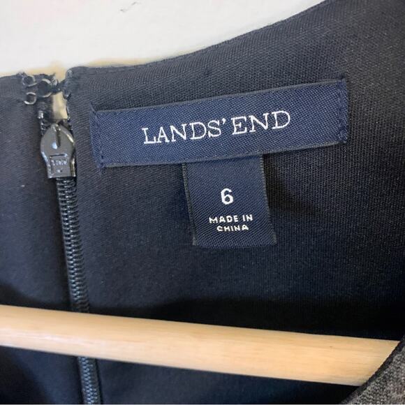 Lands End Polka Dot Gray Pencil Skirt Short Professional Work Dress 6 - Picture 5 of 11